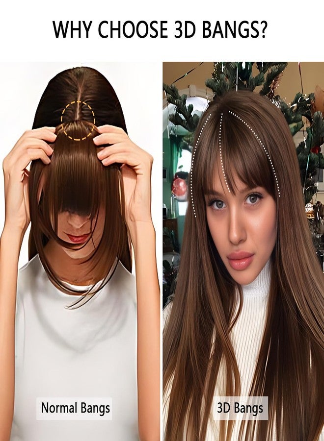 DILUSILK 360° 3D Cover Clip-in Hair Topper with Bangs Light Brown 100% Human Real HairToppers for Women Seamless Base for Thinning Hair - Image 5